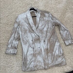 Zara Shimmering Silver Blazer